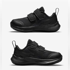 Nike Star Runner 3 (TDV) Kids Black Sneakers with Velcro Straps. Toddler Size 8.